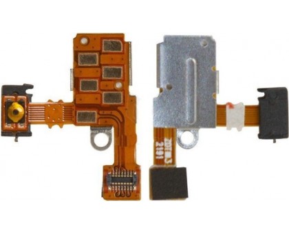 Шлейф для Sony ST27i Xperia Go, с кнопкой включения, с контактами разъёма для наушников