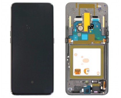 Дисплей Samsung A805F Galaxy A80 2019 тачскрин сенсор черный в рамке серебристого цвета Ghost White Amoled оригинал сервисная упаковка #GH82-20348B