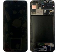 Дисплей Samsung A307F Galaxy A30s 2019 тачскрин сенсор черный в рамке OLED копия хорошего качества