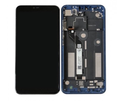 Дисплей Xiaomi Mi8 Lite/Mi8X тачскрин сенсор черный в рамке синего цвета оригинал