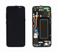 Дисплей Samsung G950F Galaxy S8 тачскрин сенсор черный в рамке Midnight Black OLED копия хорошего качества