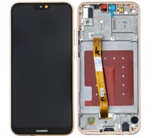 Дисплей Huawei P20 Pro CLT-L29 тачскрин сенсор черный в рамке розового цвета Purple TFT копия со шлейфом сканера отпечатка пальца