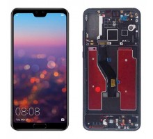 Дисплей Huawei P20 Pro CLT-L29 тачскрин сенсор черный в рамке TFT копия со шлейфом сканера отпечатка пальца