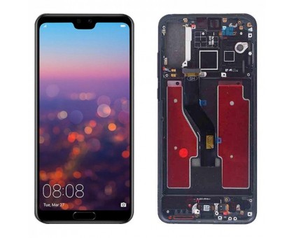 Дисплей Huawei P20 Pro CLT-L29 тачскрин сенсор черный в рамке TFT копия со шлейфом сканера отпечатка пальца