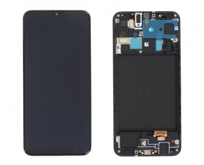 Дисплей Samsung A205F Galaxy A20 2019 тачскрин сенсор черный в рамке Amoled оригинал сервисная упаковка #GH82-19571A