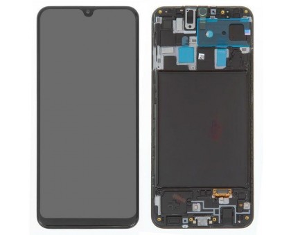 Дисплей Samsung A205F Galaxy A20 2019 тачскрин сенсор черный в рамке TFT копия (In-Cell)