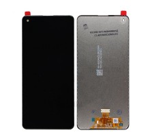 Дисплей Samsung A217F Galaxy A21s тачскрин сенсор черный оригинал переклеено стекло