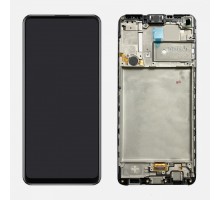 Дисплей Samsung A217F Galaxy A21s тачскрин сенсор черный в рамке оригинал переклеено стекло