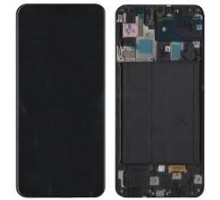 Дисплей Samsung A505F Galaxy A50 2019 тачскрин сенсор черный в рамке OLED копия хорошего качества