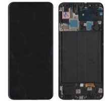 Дисплей Samsung A505F Galaxy A50 2019 тачскрин сенсор черный в рамке TFT копия (In-Cell) без функции отпечатка пальца
