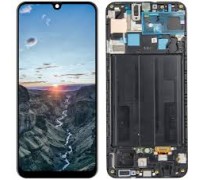 Дисплей Samsung A507F Galaxy A50s 2019 тачскрин сенсор черный в рамке OLED копия хорошего качества