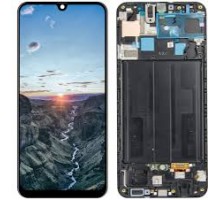 Дисплей Samsung A507F Galaxy A50s 2019 тачскрин сенсор черный в рамке OLED копия хорошего качества
