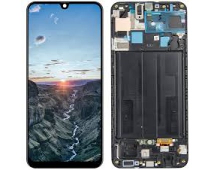 Дисплей Samsung A507F Galaxy A50s 2019 тачскрин сенсор черный в рамке OLED копия хорошего качества