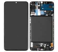 Дисплей Samsung A705F Galaxy A70 2019 тачскрин сенсор черный в рамке OLED копия хорошего качества