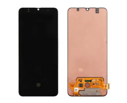 Дисплей Samsung A707F Galaxy A70s тачскрин сенсор черный Amoled оригинал переклеено стекло