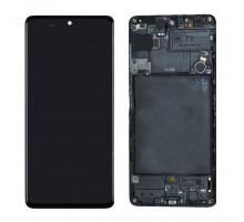 Дисплей Samsung A715F Galaxy A71 тачскрин сенсор черный в рамке Amoled оригинал переклеено стекло