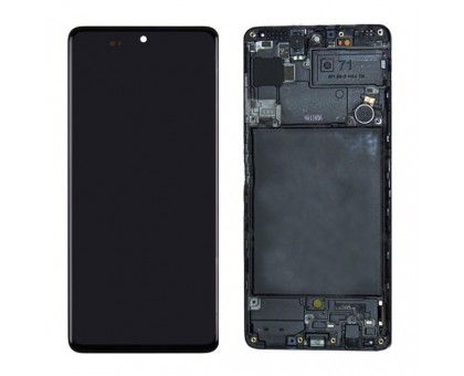 Дисплей Samsung A715F Galaxy A71 тачскрин сенсор черный в рамке Amoled оригинал переклеено стекло