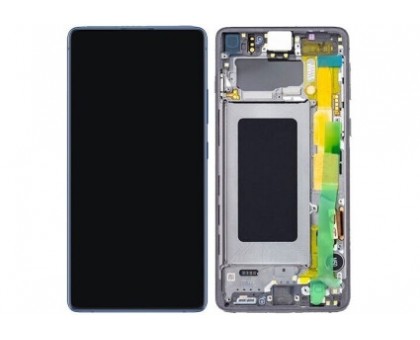 Дисплей Samsung G770F Galaxy S10 Lite тачскрин сенсор черный в рамке Prism Black Amoled оригинал переклеено стекло