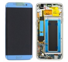 Дисплей Samsung G935F Galaxy S7 Edge тачскрин сенсор синий Coral Blue в рамке OLED копия хорошего качества