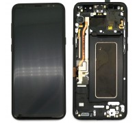 Дисплей Samsung G950F Galaxy S8 тачскрин сенсор черный в рамке Midnight Black ( рамка копия ) Amoled оригинал переклеено стекло