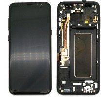 Дисплей Samsung G950F Galaxy S8 тачскрин сенсор черный в рамке Midnight Black ( рамка копия ) Amoled оригинал переклеено стекло