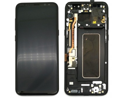 Дисплей Samsung G950F Galaxy S8 тачскрин сенсор черный в рамке Midnight Black ( рамка копия ) Amoled оригинал переклеено стекло