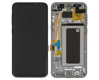 Дисплей Samsung G955F Galaxy S8+ тачскрин сенсор черный в рамке серебристого цвета Arctic Silver ( рамка копия ) Amoled оригинал переклеено стекло