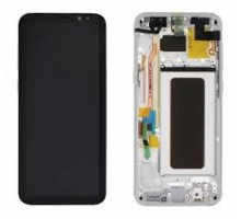 Дисплей Samsung G955F Galaxy S8+ тачскрин сенсор черный в рамке серого цвета Orchid Gray Amoled оригинал переклеено стекло