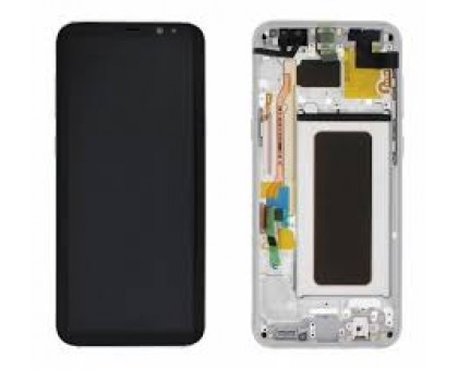 Дисплей Samsung G955F Galaxy S8+ тачскрин сенсор черный в рамке серого цвета Orchid Gray Amoled оригинал переклеено стекло