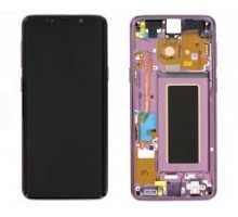Дисплей Samsung G960F Galaxy S9 тачскрин сенсор черный в рамке фиолетового цвета цвета Lilac Purple ( рамка копия ) Amoled оригинал переклеено стекло