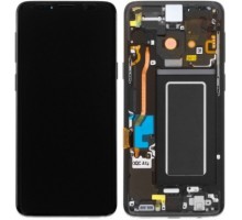 Дисплей Samsung G960F Galaxy S9 тачскрин сенсор черный в рамке Midnight Black ( рамка копия ) Amoled оригинал переклеено стекло