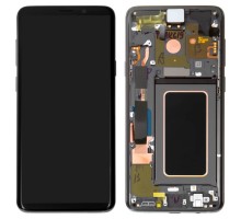 Дисплей Samsung G960F Galaxy S9 тачскрин сенсор черный в рамке серого цвета Titanium Gray ( рамка копия ) Amoled оригинал переклеено стекло