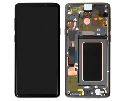 Дисплей Samsung G960F Galaxy S9 тачскрин сенсор черный в рамке серого цвета Titanium Gray ( рамка копия ) Amoled оригинал переклеено стекло