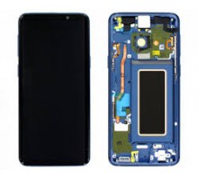 Дисплей Samsung G960F Galaxy S9 тачскрин сенсор черный в рамке синего цвета Coral Blue ( рамка копия ) Amoled оригинал переклеено стекло