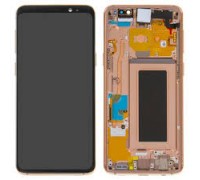 Дисплей Samsung G960F Galaxy S9 тачскрин сенсор черный в рамке золотистого цвета цвета Sunrise Gold ( рамка копия ) Amoled оригинал переклеено стекло