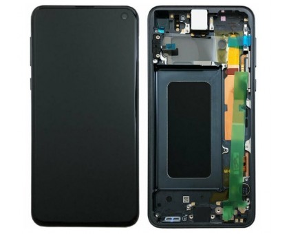 Дисплей Samsung G970F Galaxy S10e тачскрин сенсор черный в рамке зеленого цвета Prism Green Amoled оригинал переклеено стекло