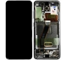 Дисплей Samsung G980F Galaxy S20 тачскрин сенсор черный в рамке Cosmic Grey Amoled оригинал переклеено стекло