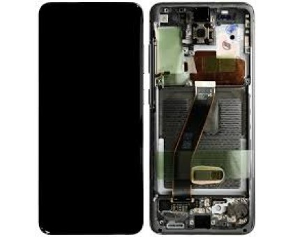 Дисплей Samsung G980F Galaxy S20 тачскрин сенсор черный в рамке Cosmic Grey Amoled оригинал переклеено стекло