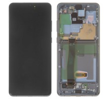 Дисплей Samsung G980F Galaxy S20 тачскрин сенсор черный в рамке Cosmic Grey Amoled оригинал с аккумулятором и фронтольной камерой
