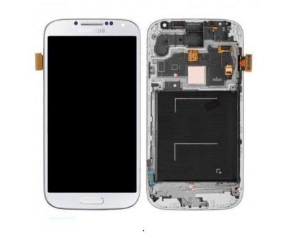 Дисплей Samsung i9500 Galaxy S4 тачскрин сенсор белый White Frost в рамке OLED копия хорошего качества