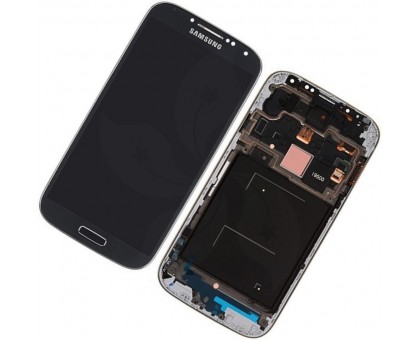 Дисплей Samsung i9500 Galaxy S4 тачскрин сенсор синий Black Mist в рамке Amoled оригинал
