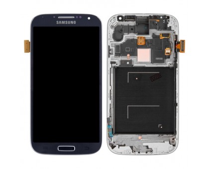 Дисплей Samsung i9500 Galaxy S4 тачскрин сенсор синий Black Mist в рамке TFT копия