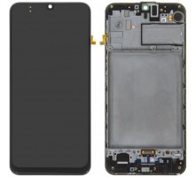 Дисплей Samsung M215F Galaxy M21 тачскрин сенсор черный в рамке Amoled оригинал сервисная упаковка GH82-22836A