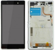Дисплей Sony D6502 Xperia Z2 L50W/D6503 тачскрин сенсор черный в рамке белого цвета оригинал