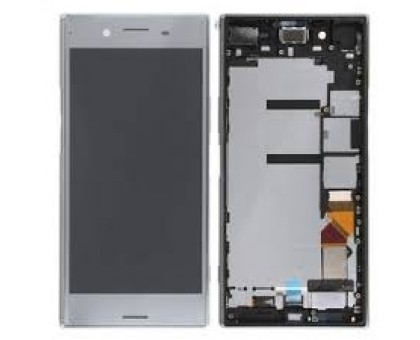 Дисплей Sony G8141 Xperia XZ Premium/G8142 тачскрин сенсор серебристый Luminous Chrome в рамке оригинал