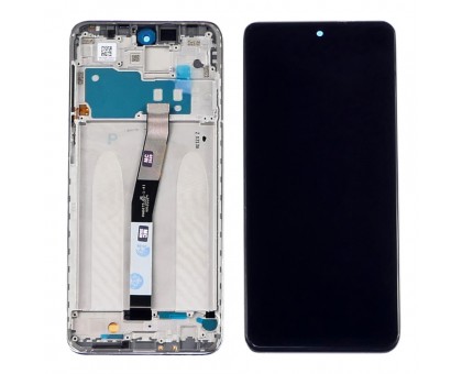 Дисплей Xiaomi Redmi Note 9S/Redmi Note 9 Pro/Note 9 Pro Max тачскрин сенсор черный в рамке серебристого цвета Glacier White