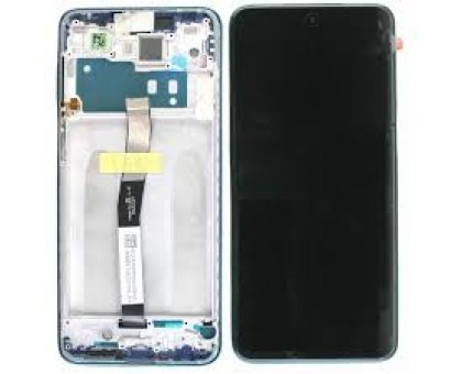 Дисплей Xiaomi Redmi Note 9S/Redmi Note 9 Pro/Note 9 Pro Max тачскрин сенсор черный в рамке синего цвета Interstellar Gray