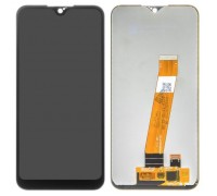 Дисплей Samsung A015F Galaxy A01 2019/M015F Galaxy M01 2020 тачскрин сенсор черный оригинал переклеено стекло