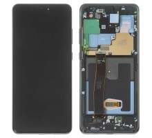 Дисплей Samsung G988B Galaxy S20 Ultra тачскрин сенсор черный в рамке Cosmic Black Amoled оригинал переклеено стекло