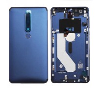 Задняя крышка Nokia 6.1 Dual Sim TA-1043/TA-1050 синяя с шлейфом сканера отпечатка пальца